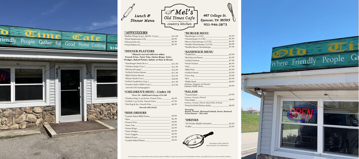 Mel's Old Times Cafe Menu