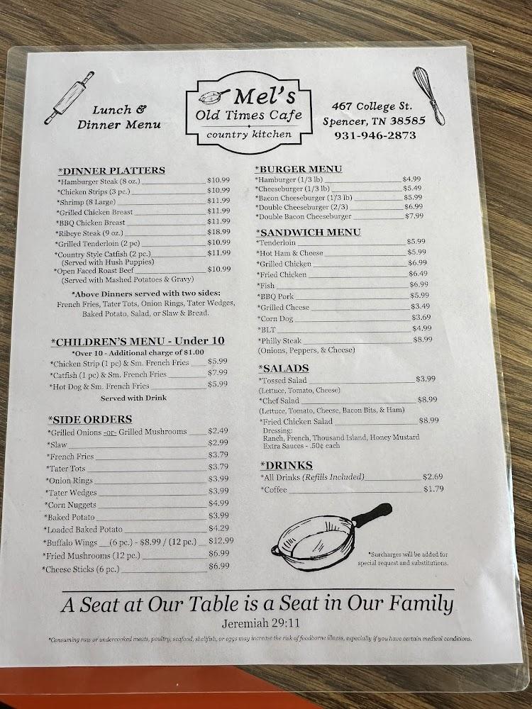 Mel's Old Times Cafe Menu image 3