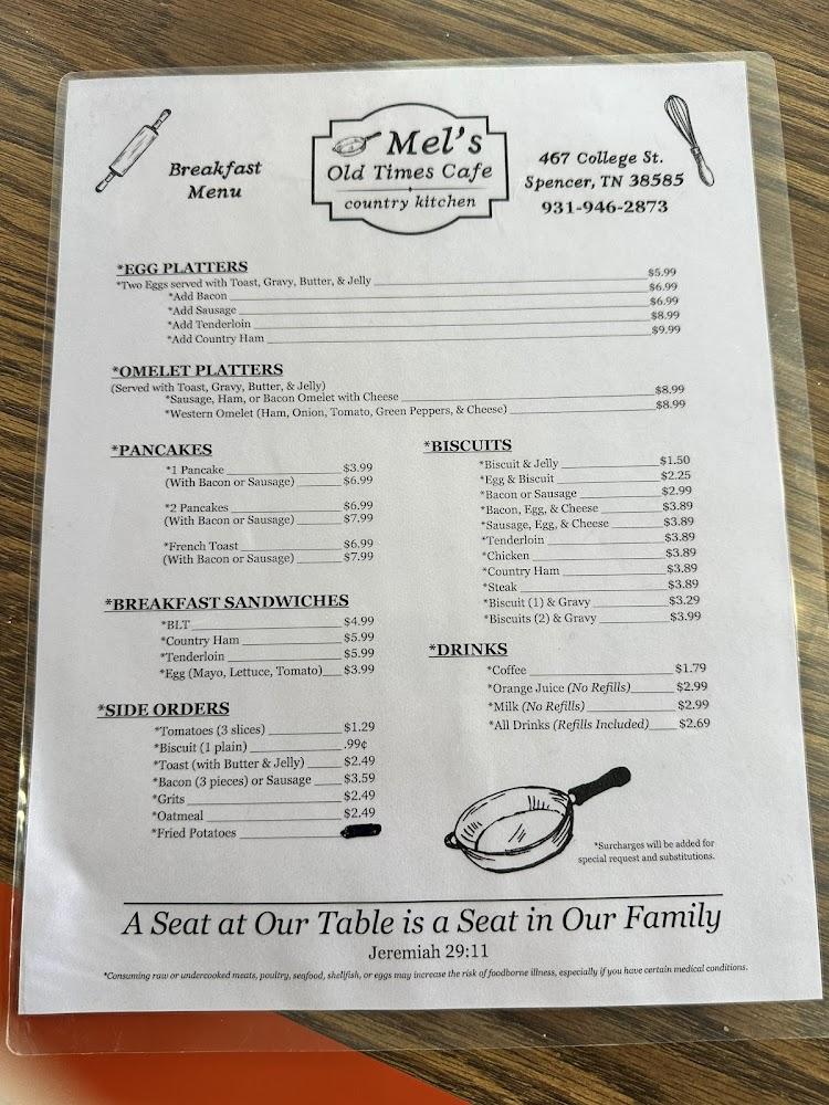 Mel's Old Times Cafe Menu image 4